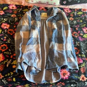 Lucky Brand Light Pink and Light Blue Plaid Flannel Shirt Size Large